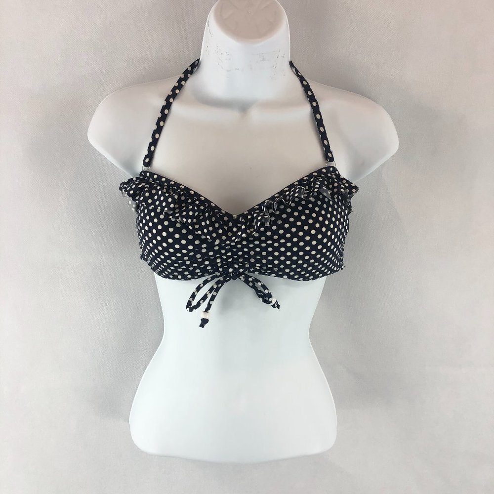 Mariemeili Black White Polka Dot Bikini Top M